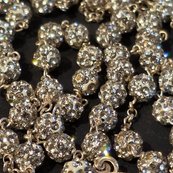 Sterling Silver Rosary Necklace With Cubic Zirconia - Picture 6 of 10